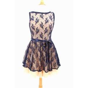 Windsor Fit & Flare Lace Dress Size 11/12 Blue‎ Nude Petticoat Prom Party Formal